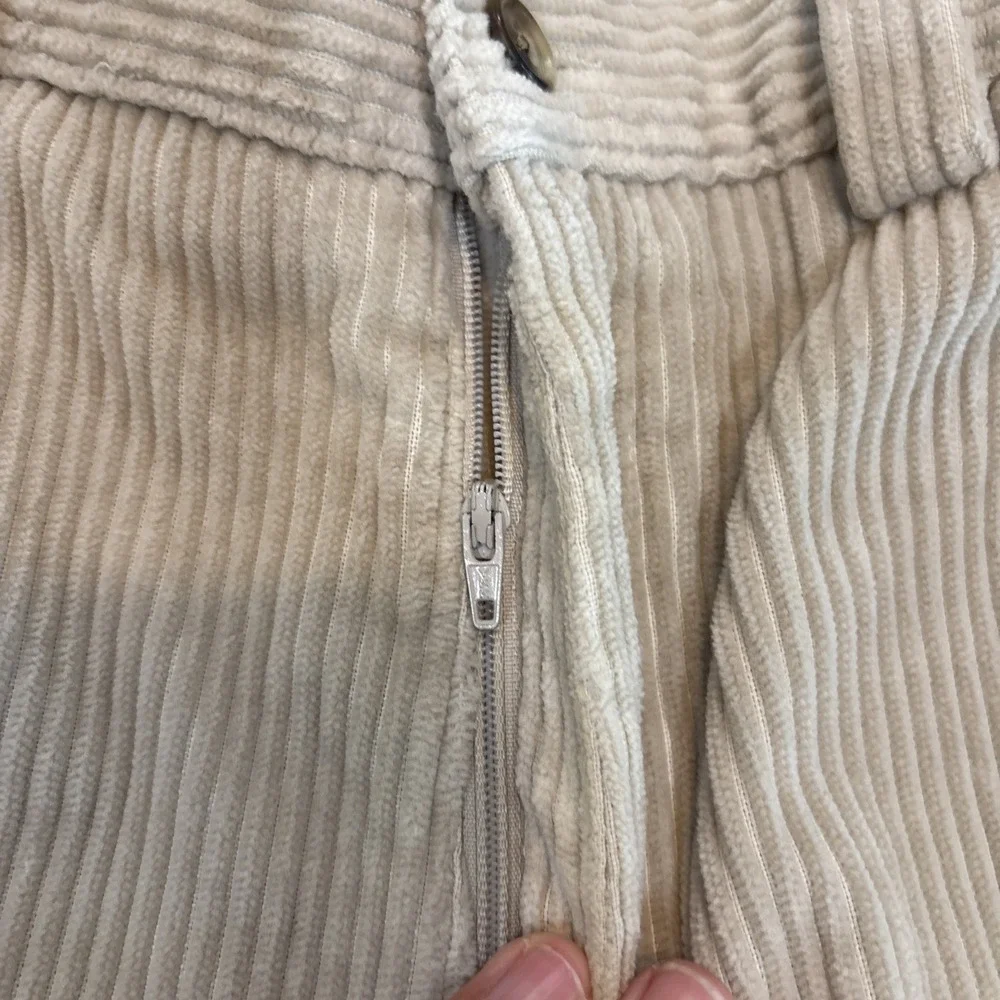 Vtg LL Bean Pants Mens 34x30 Beige Corduroy Chino Baggy Cuffed 90s Skater